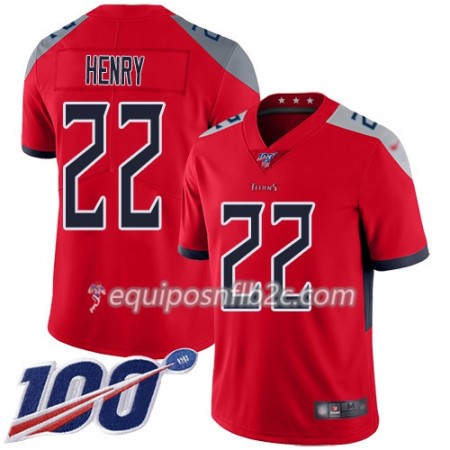 Camiseta Hombre NFL Tennessee Titans Derrick Henry 22 Nike Rojo 100th